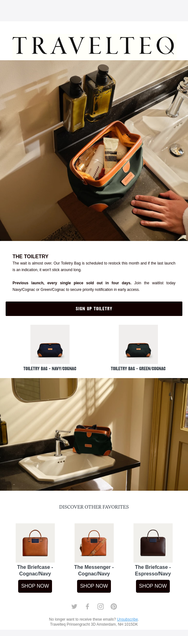 The Toiletry Bag is returning soon.