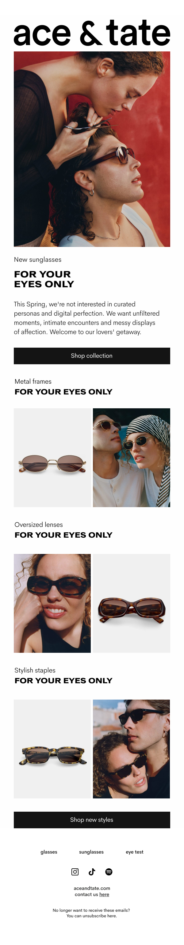 New sunglasses, for your eyes only